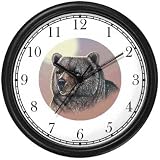 Grizzly Bear or Brown Bear No.2 Animal Wall Clock by WatchBuddy Timepieces (Hunter Green Frame)