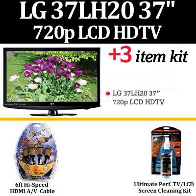 Brand New LG 37LH20 37 Inch 720p LCD HDTV LG Kit Includes 2 Pack Of HDMI Cables + LCD Screen Cleaner