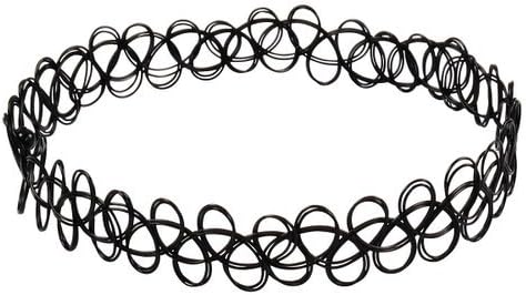 Ladies Choker Tattoo Necklace Bracelet Vintage Stretchy Bouncy Plastic 80s 90s (Black 4)