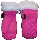 N'Ice Caps Girls Quilted Waterproof Ski Mitten with Faux Fur Trim
