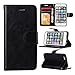 Joopapa Pu Leather Magnet Wallet Flip Case with Built-in Credit Card/ID Card Slots for iPhone 6, 6s 4.7 Inch, Black