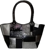 51I1BAIw7NL. SL160  Coach Bleecker Signature Leather Patchwork Tote Handbag Black Grey 14045
