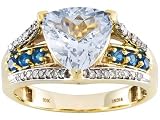 10KT 2.00CT AQUAMARINE AND .20CTW BLUE APATITE AND .18CTW DIAMOND RING