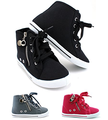 Enimay Girl's High Top Fashion Sneakers Vans Inspired Children's Skate Shoes