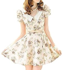 Junior Short Sleeves Bubble Dress  General Print  Dress With a Bow(s)