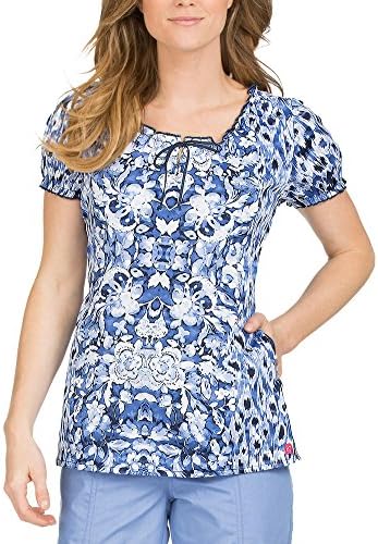 Peaches Uniforms Cotton Print Scrub Top (Cooling Effects, L)