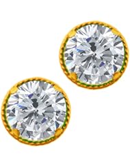 4.00 Ct Round H/I I1 Diamond 14K Yellow Gold Stud Earrings