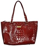 Brahmin Medium Arno Tote Lacquer Red Glossy Croc Embossed Leather Bag