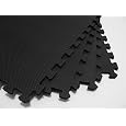 48 Square Feet ( 12 tiles + borders) 'We Sell Mats' Black 2' x 2' x 3/8" Anti-Fatigue Interlocking EVA Foam Exercise Gym Flooring