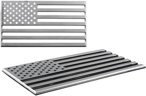 Oneself 3D American Flag USA Chrome Emblem - US Patriotic Decal Sticker + Mounts Interior and Exterior for Bike (Bicycle) Car, Truck, Trunk, Fender + Rear Side Peel and Stick + Rust and Tarnish Proof Durability + Oneself Lifetime Warranty + Sealed in Oneself Approved Packaging Only) "ATTENTION: These premium bullet badges have a universal fit to ensure a perfect fit to any and all types of vehicles. Sealed Inside Oneself Authorized Packaging. America!!"