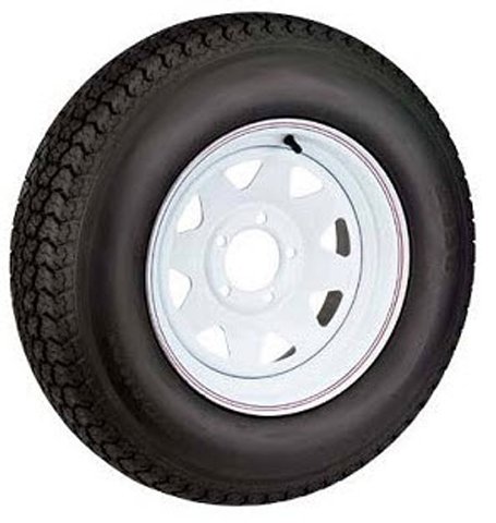 Carlisle Tires 417851 ST205/75R14 LRC 5 HOLE WHITE HIGH SPEED RADIAL TRAIL TIRE ASSEMBLIES