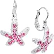 Pink Gem Starfish Leverback Earrings