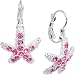 Pink Gem Starfish Leverback Earrings