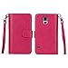 S5 Case, Galaxy S5 Case - Egrace Vintage Classic Wallet Case Hard Shell Skin Case [Stand View] Samsung S5 Premium PU [Wallet Case] Leather Case with Built-in 9 Card Slots Galaxy S5 / Galaxy SV / Galaxy S V (2014) (Hot Pink)