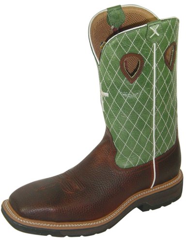 Twisted X Steel Toe Lite Cowboy Work Boots for Men, Distressed Saddle/Cherry