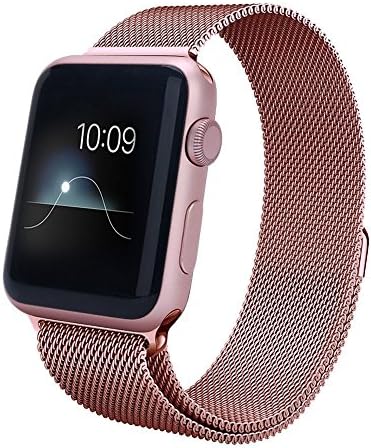 Idea-Promo - Apple Watch Band,Stainless Steel Magnetic Clasp Mesh Milanese Wristband Metal Loop Wrist Strap for Apple Watch Series 1 Series 2 Iwatch Sport &amp; edition (38, Rose Gold)