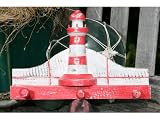 "LIGHTHOUSE" HANGER - 12" WHITE & RED NAUTICAL DECOR