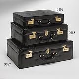 Black Crocodile Skin Italian Attache Briefcase & Luggage Set by WineUltra.com