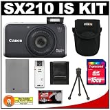 Cheap Canon PowerShot SX210 IS 14 MP Digital Camera with 14x optical Zoom (Black) with 16GB Card + Battery + Case + Accessory Kit