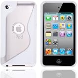 White Clear Silicone Gel Skin Grip Case Cover For Apple iPod Touch 4 4G 4th Generation Models 8GB 32GB 64GB + FREE LCD Screen Protector