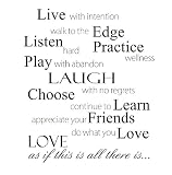 Live with intentions walk to the edge listen hard practice wellness play with abandon LAUGH with no regrets choose continue to learn appreciate your friends do what you love. Love as if this is all there is... Vinyl wall art Inspirational quotes and saying home decor decal sticker steamss