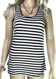Ladies Silk Mix Black and White Striped Vest Top for women
