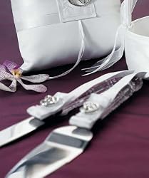 Weddingstar Classic Double Heart Cake Serving Set, White