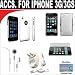 8 pc. Accesory pkg. for iPhone 3G. Incl. White Polycarbonate Slim Fit Case Crystal Clear Snap-On Case 3-in-1 iPhone charging kit (1000mAH) Handsfree Earphone with Mic and on/off Switch Full LCD reusable Screen Protector and DBROTH Microfiber Cleaning cloth