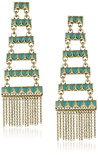 House of Harlow 1960 Peak to Peak Fringe Turquoise Drop Earrings