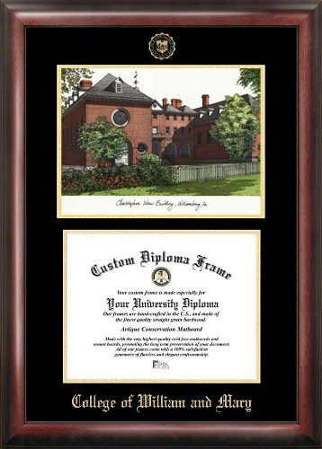College Of William And Mary Gold Embossed Diploma Frame With Limited Edition Lithograph