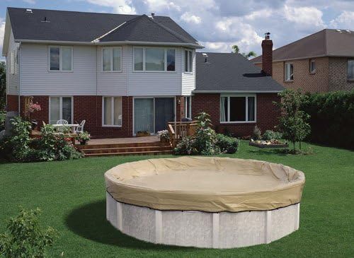 HPI 24-Foot Round ArmorKote Tan/Blue Winter Cover with 4-Foot Overlap for Above Ground Swimming Pool