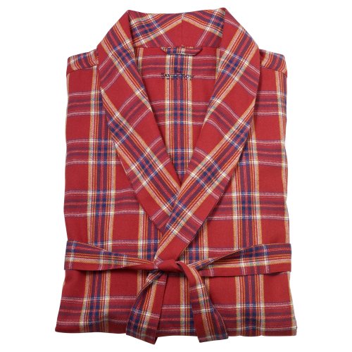 Savile Row Mens Red Navy Check Brushed Dressing 