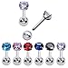 PiercingJ 8-12pcs Unisex Cubic Zirconia Gem Stainlss Steel Barbell Earring/ Cartilage Helix Earring/ Stud Earring