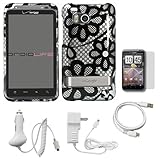 Silver Case with Black Flower Design 2 Piece Protective Snap-On Case for HT ....