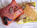 2 INDIA SARI COUCH CUSHIONS TOSS PILLOWS ROOM DECOR