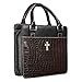 Classic Croc Purse-Style Bible / Book Cover w/Cross (Large, Brown)
