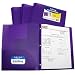 C-Line Two-Pocket Heavyweight Poly Portfolio with Prongs, For Letter Size Papers, Includes Business Card Slot, 1 Case of 25 Portfolios, Purple (33969)