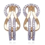 18k Yellow Gold Plated Sterling Silver Diamond-Accent Large Post Earrings