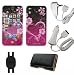 Exotic Love Design Smart Touch Shield Decal Sticker and Wallpaper + Leather Holster Case + Home Charger + Car Charger for Apple iPhone 4 4th Generation with Shoe Silicone Pouch for Nike+ iPod Sensor, AT&T