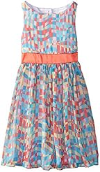 Girls Chiffon/Polyester General Print Sleeveless Cutout  Dress With a Ribbon 