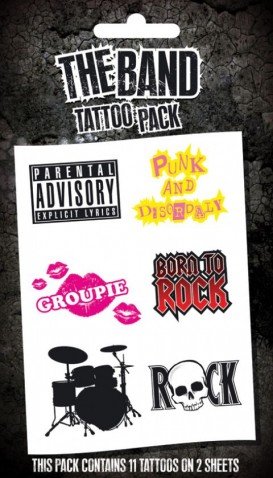 Posters: Rock 'n Roll Tatoo Pack - The Band, Born To Rock, 11 Tattoos (7 X 4 Inches) Picture