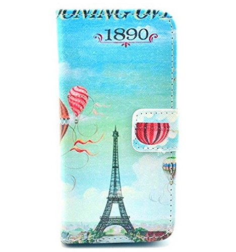 Noarks ® Premium iPhone 5C Wallet Case with Built-in Card Slots &amp; Stand Flip Leather Protective Wallet Case Cover for Apple iPhone 5C (Paris Ballon)