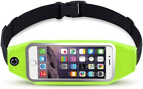Running Belt outdoor waist bag with OtterBox, Reflective Strip, Zipper, and Dual Pockets Waterproof&amp; Sweatproof (Fluorescent Green, Medium)
