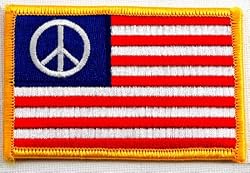 American Flag Peace Sign Embroidered Patch USA United States of America Anti-War Emblem