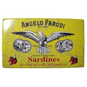 Angelo Parodi Portugese Sardines in Olive Oil with Chili Peppers 120 Grm Tin by Angelo Parodi