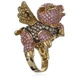 nOir Novelty Flying Pig Ring in 18k gold plate