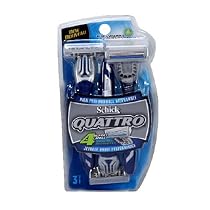 Schick Quattro Razors, Disposable, 3-Count (Pack of 3)