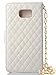 Note 5 Case, Welity White Color Camellia Bling Rhinestone Soft Leather Grid Crystal Wristlet Chain Pu Leather Wallet Protector Phone Case Compatible with for Samsung Galaxy Note 5