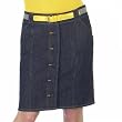 Proenza Schouler Button Front Jean Skirt with Belt - Dark Wash