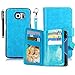 TabPow Galaxy S7 Edge Case, 10 Card Slot - [ID Slot][Button] Wallet Folio PU Leather Case Cover with Detachable Magnetic Hard Case for Samsung Galaxy S7 Edge, Turquoise Blue